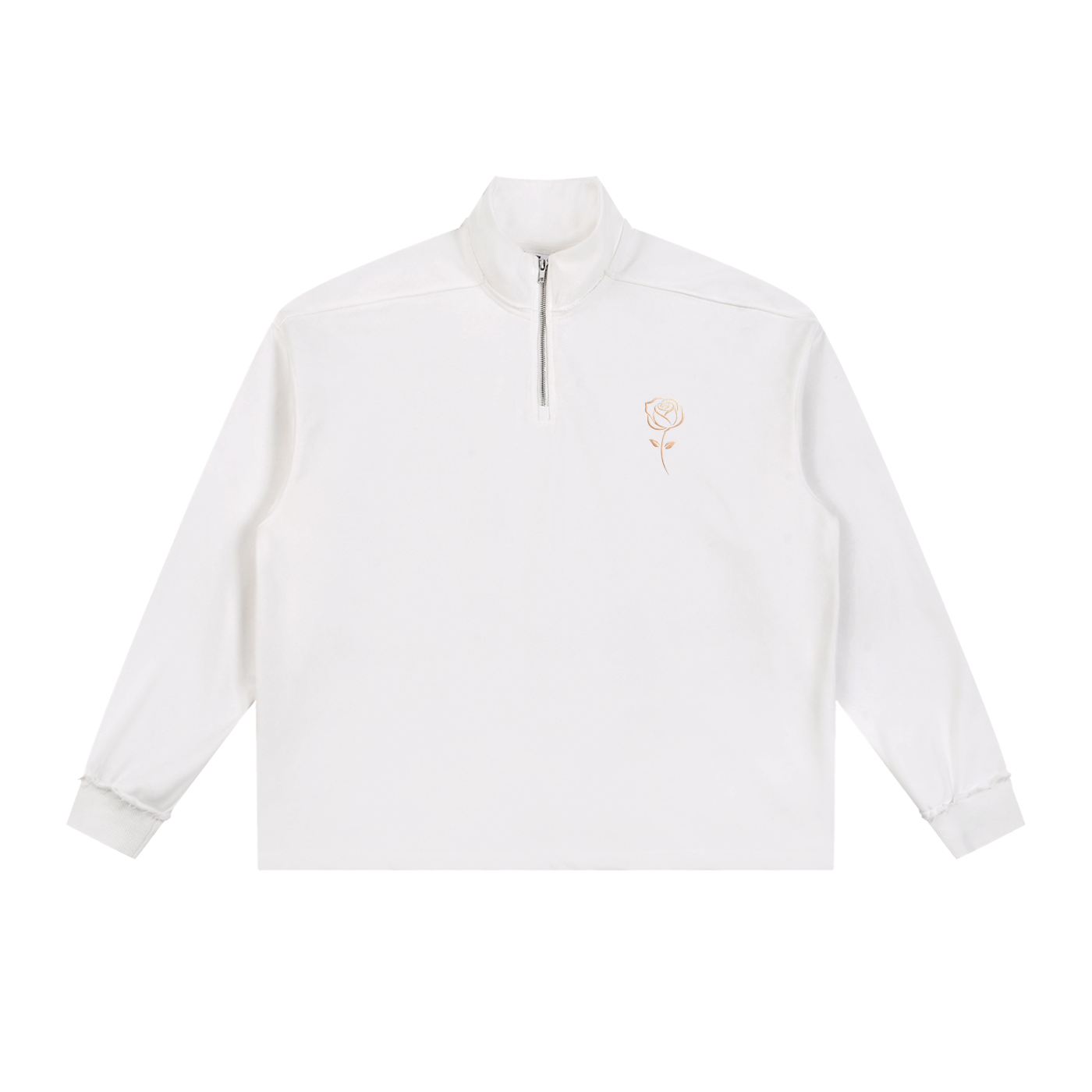 Half-Zip Rolled Edge Fleece Sweatshirt