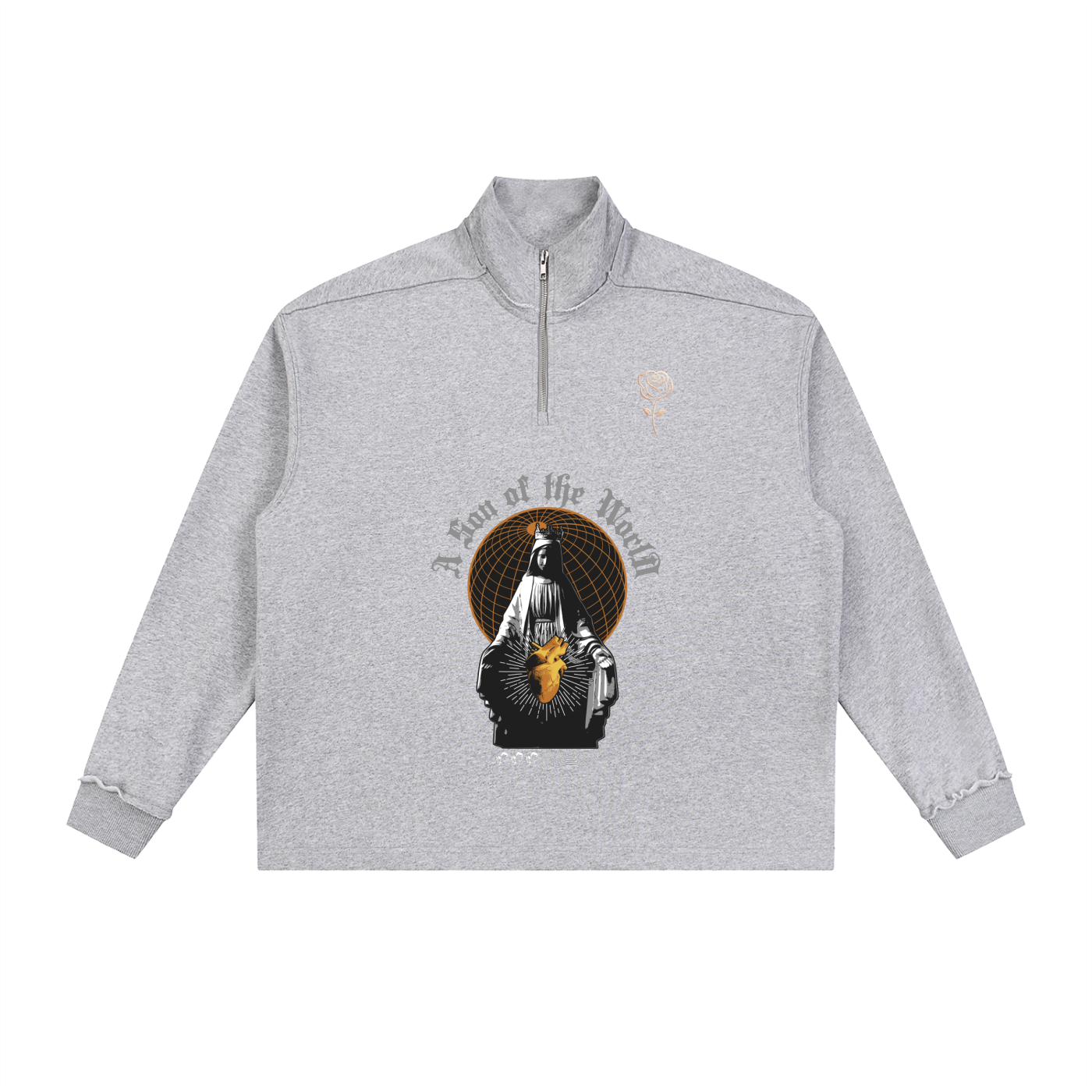 Half-Zip Rolled Edge Fleece Sweatshirt
