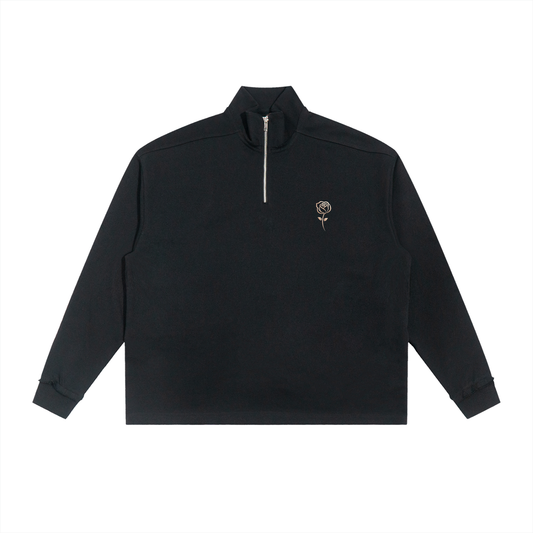 Half-Zip Rolled Edge Fleece Sweatshirt