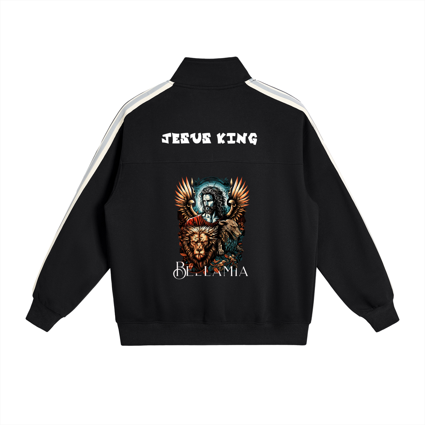 Contrast Side-Stripe Stand Collar Jesus King Jacket