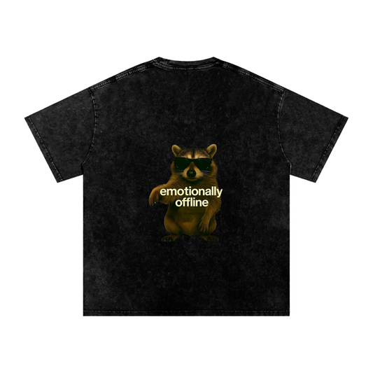 Raccoon Snow Washed Oversized Cotton T-Shirt