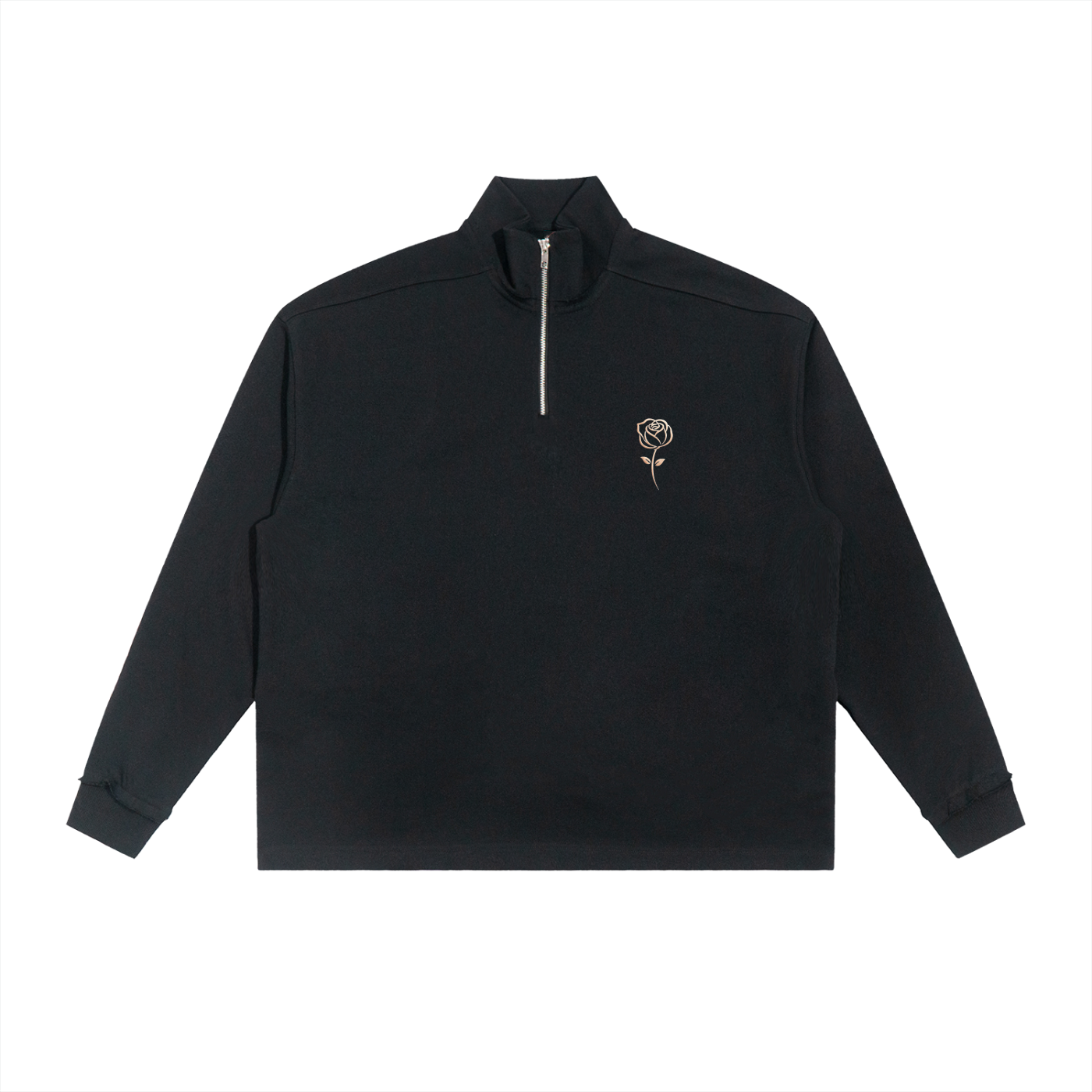 Half-Zip Rolled Edge Fleece Sweatshirt