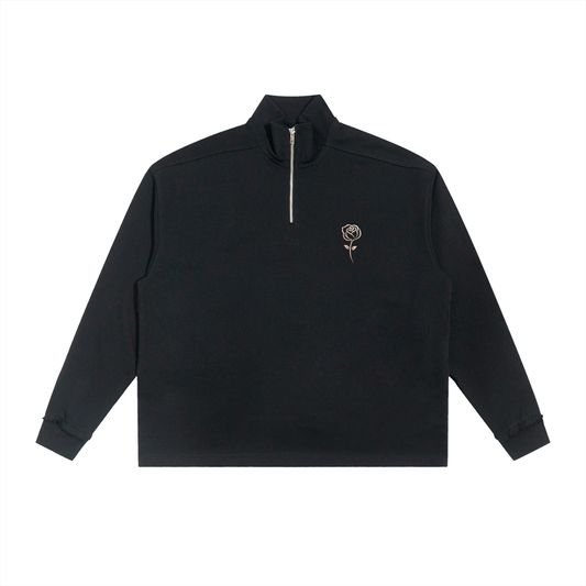 Half-Zip Rolled Edge Fleece Sweatshirt