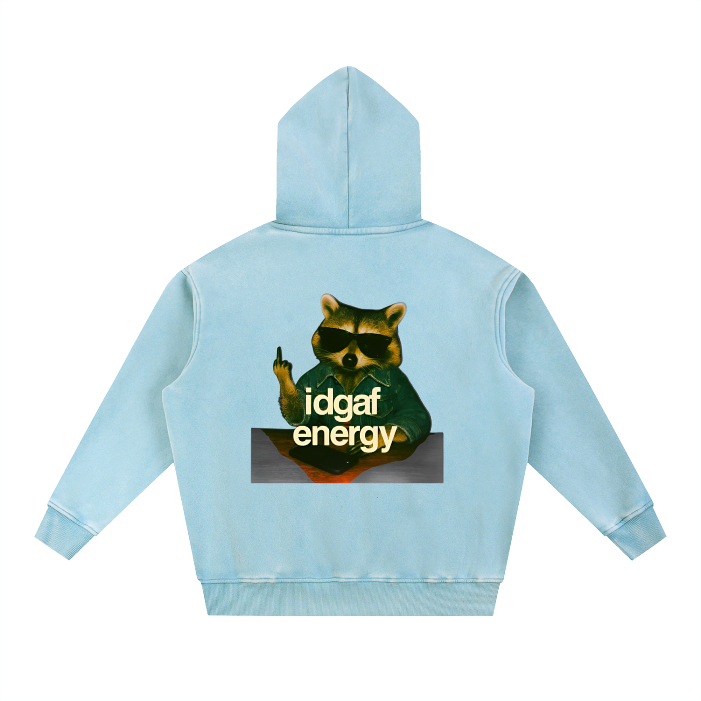 Snow Wash Fleece Oversize Raccoon Hoodie