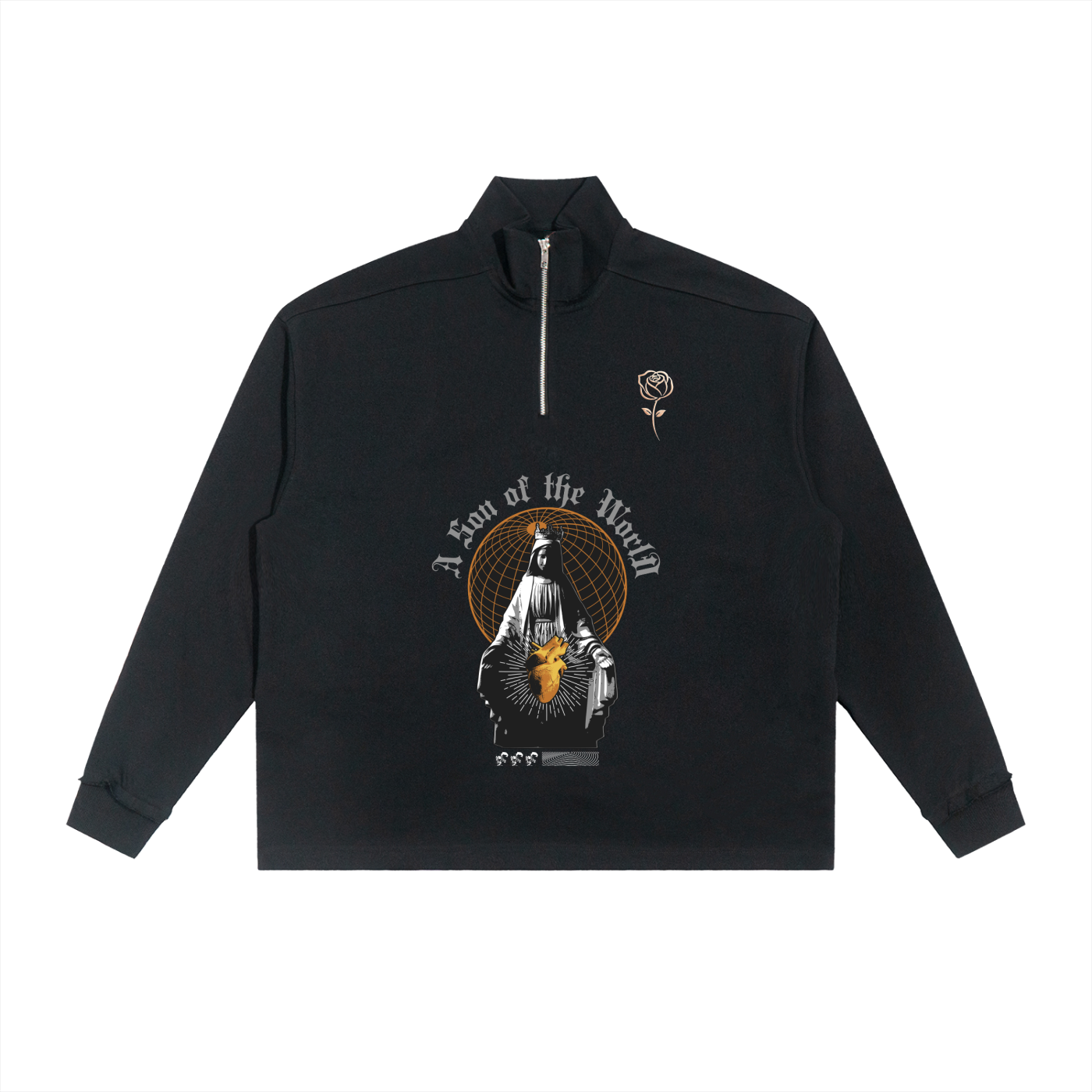 Half-Zip Rolled Edge Fleece Sweatshirt