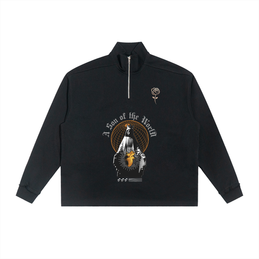 Half-Zip Rolled Edge Fleece Sweatshirt