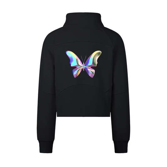 Butterfly Cropped Half-Zip Sweatshirt