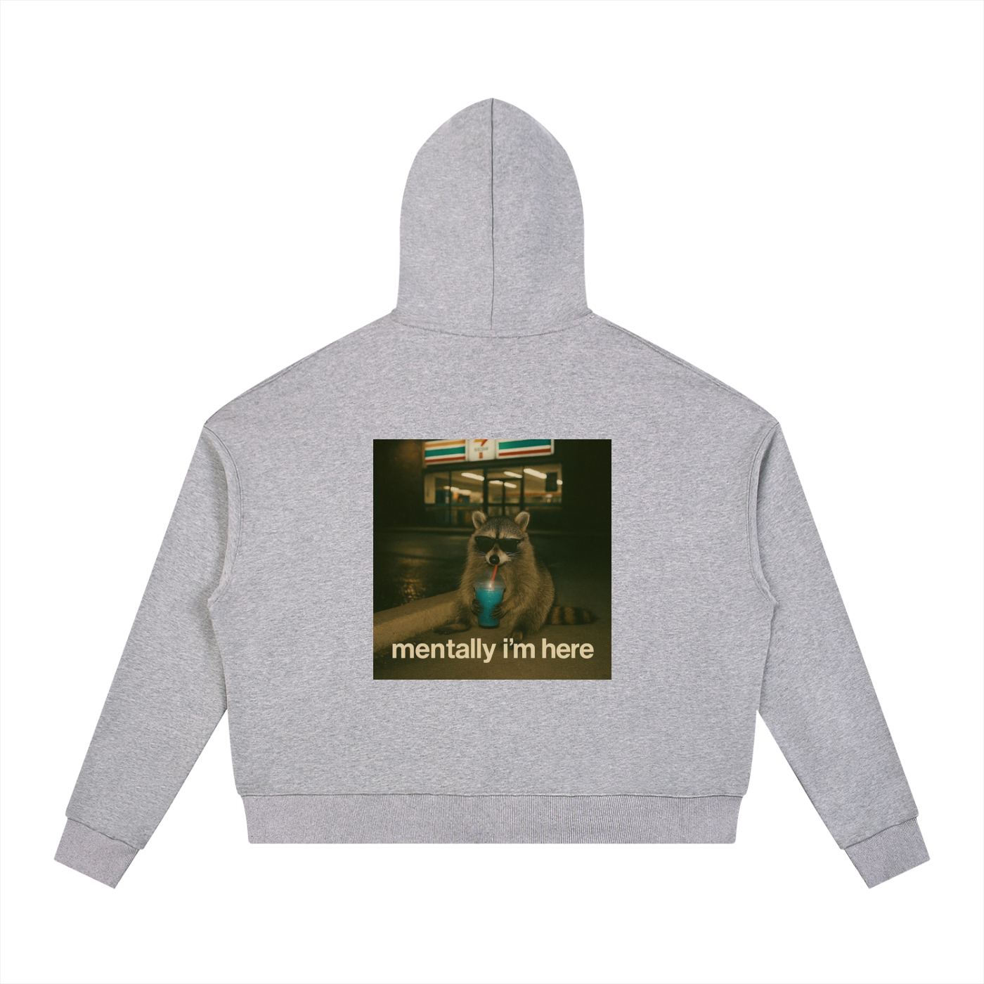 Raccoon Contrast Drawstring Hoodie