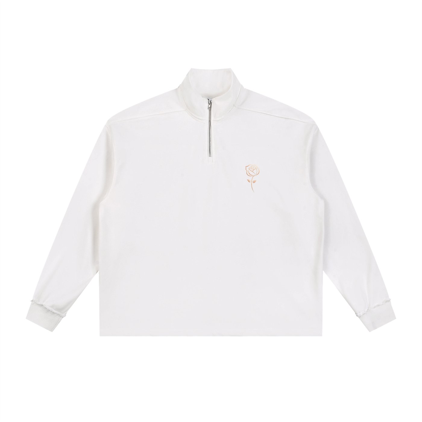 Half-Zip Rolled Edge Fleece Sweatshirt