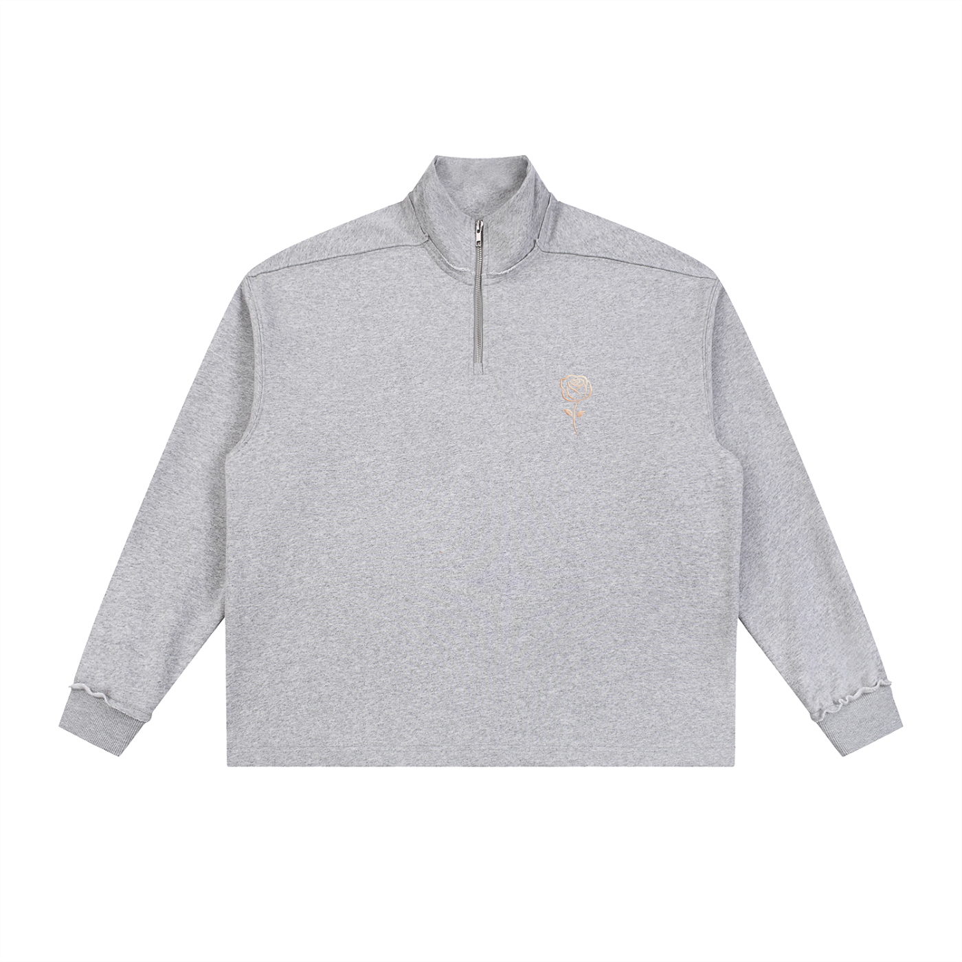 Half-Zip Rolled Edge Fleece Sweatshirt