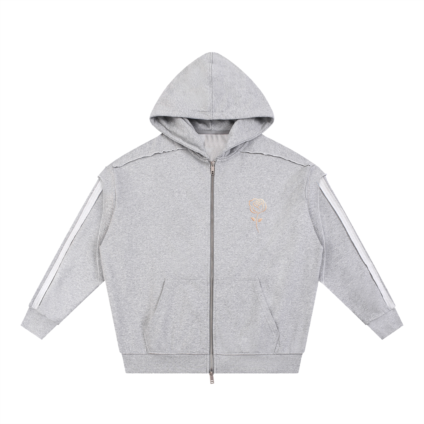 Contrast Tape Raw Edge Double Layered Don't Grow Up Zip Hoodie
