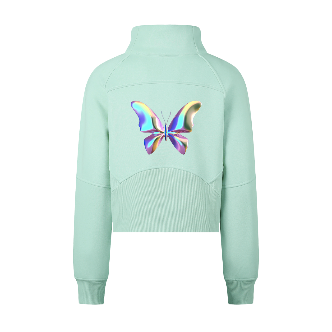 Butterfly Cropped Half-Zip Sweatshirt