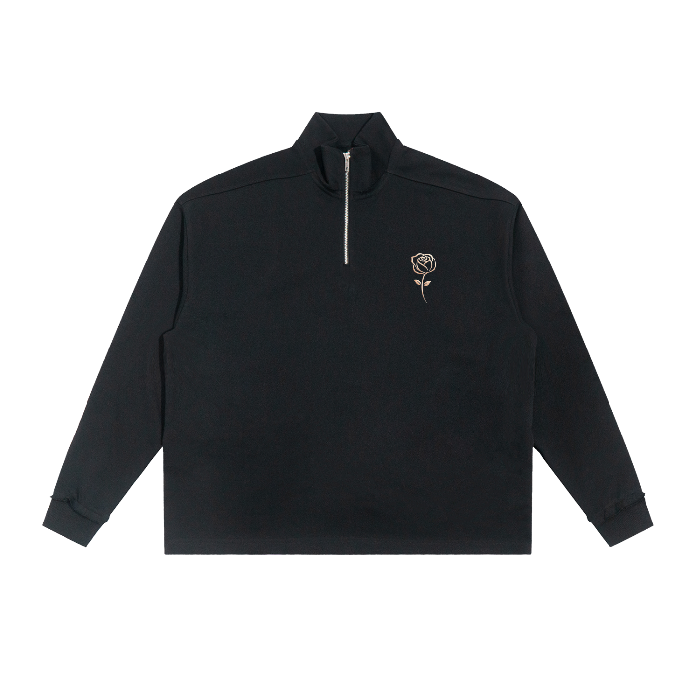 Half-Zip Rolled Edge Fleece Sweatshirt
