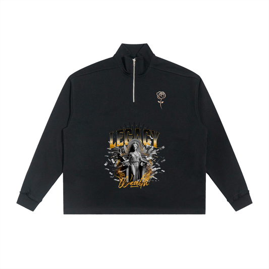 Half-Zip Rolled Edge Fleece Sweatshirt