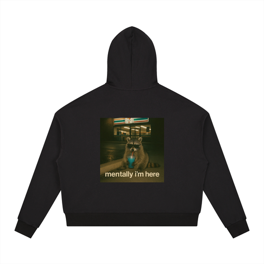 Raccoon Contrast Drawstring Hoodie