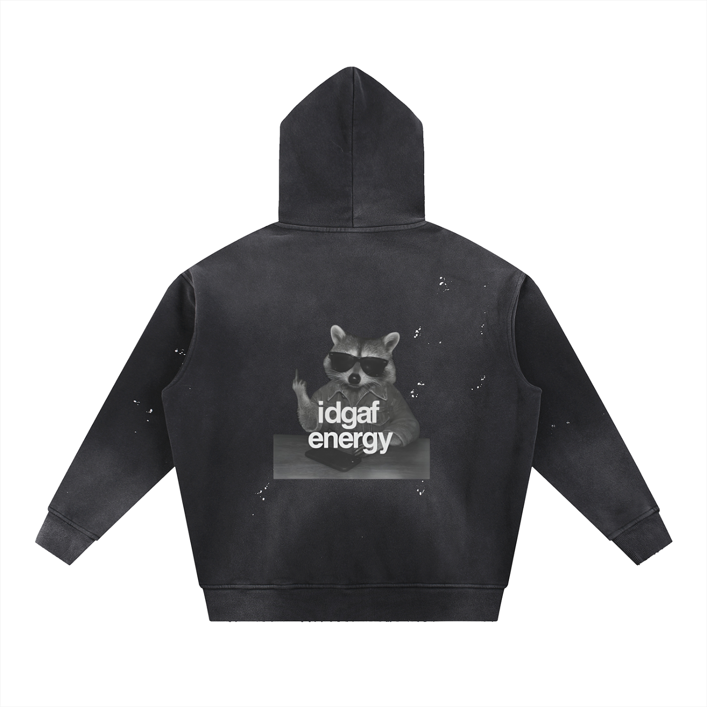 Vintage Washed Frayed Fleece Hoodie