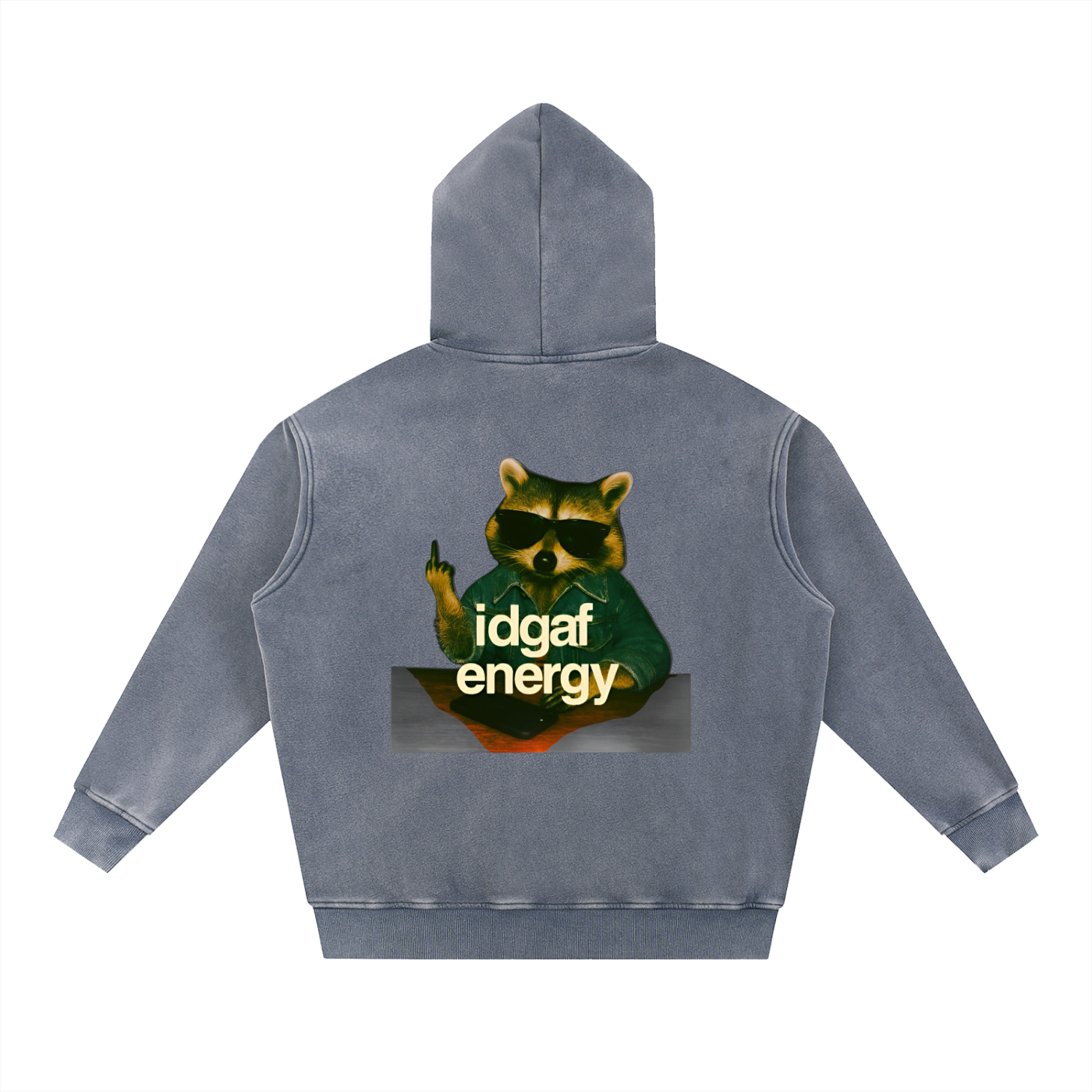 Snow Wash Fleece Oversize Raccoon Hoodie
