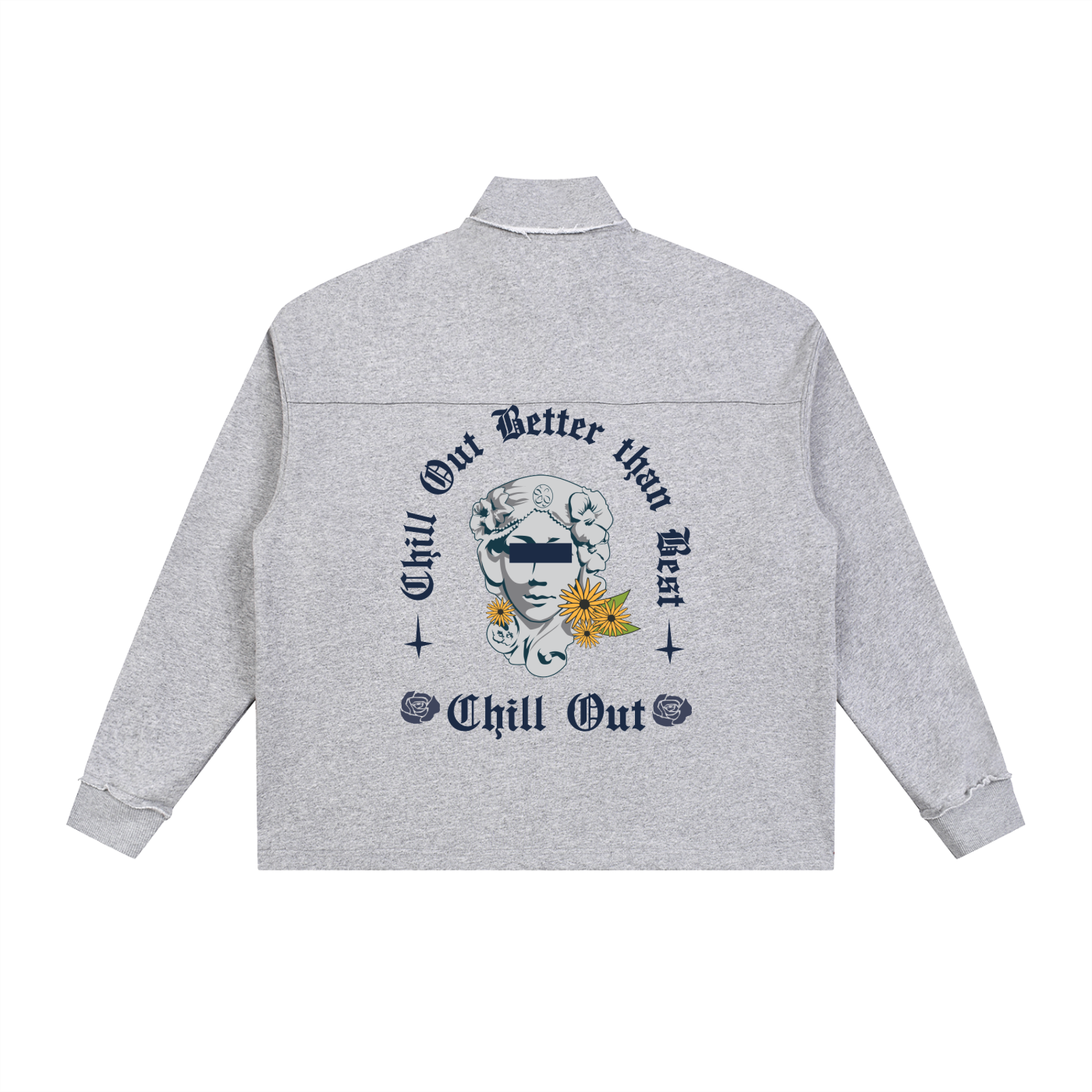 Half-Zip Rolled Edge Fleece Sweatshirt